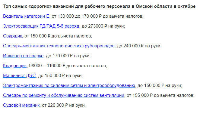 Назван топ-10 высокооплачиваемых профессий в Омске