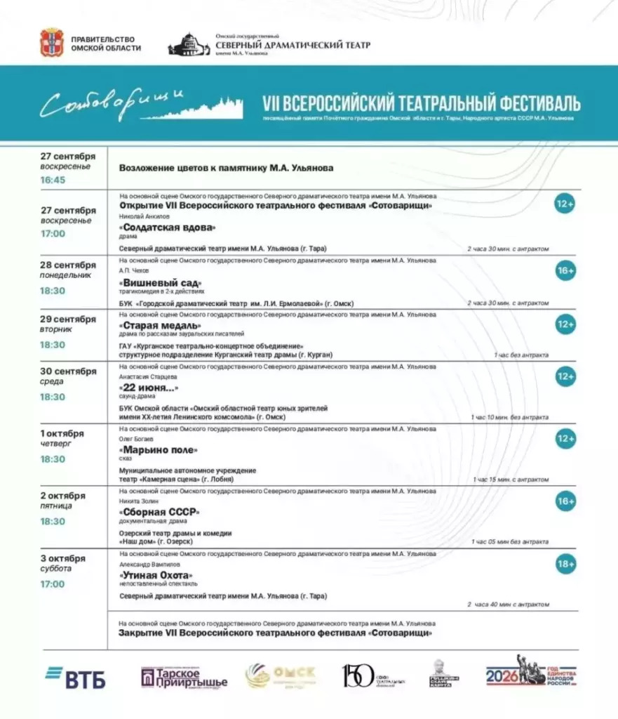 На фестиваль "Сотоварищи» в Тару привезут «Сборную СССР» и «Вишневый сад»